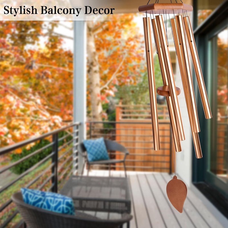 TESECU Sympathy Wind Chimes for Outside Deep Tone, Memorial Loss of a Loved, Large Wind Chimes with 6 Thicken Tubes & Hook, Outdoor Gifts Mother, Garden Decor (45IN Gold) - Image 3